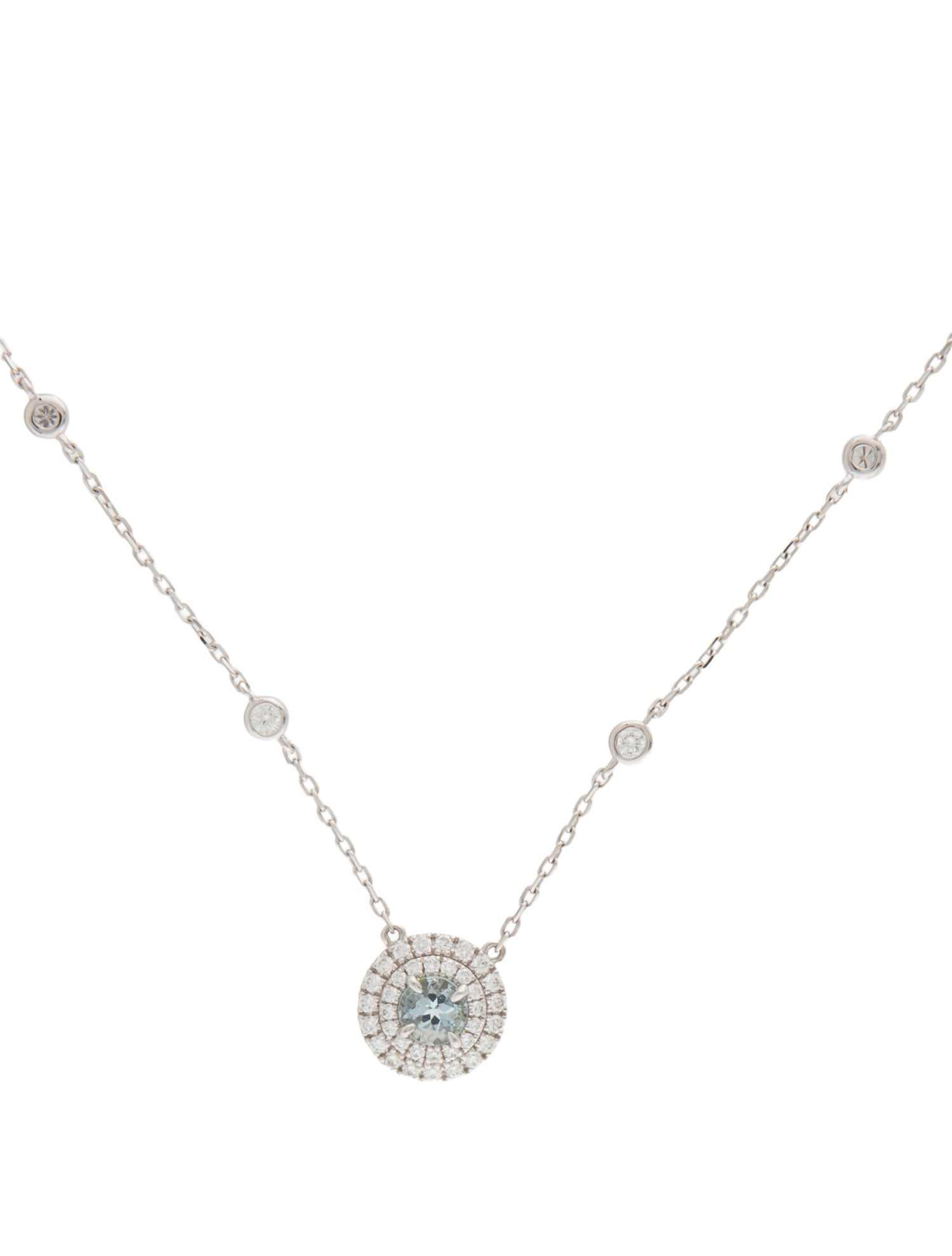 Necklace 14K Aquamarine & Diamond Pendant Necklace