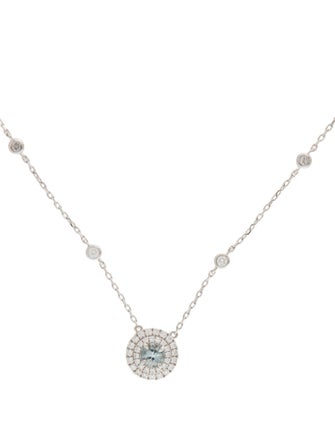 Necklace 14K Aquamarine & Diamond Pendant Necklace