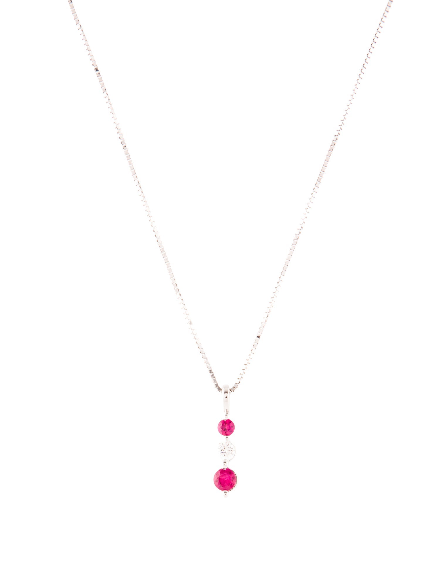 Necklace 14K Diamond & Ruby Pendant Necklace