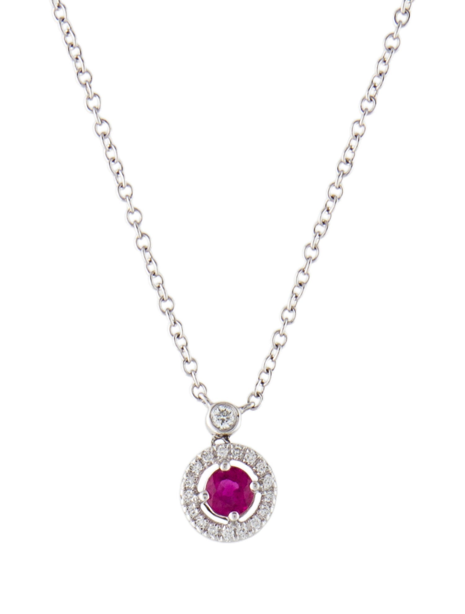 Necklace 14K Ruby & Diamond Pendant Necklace