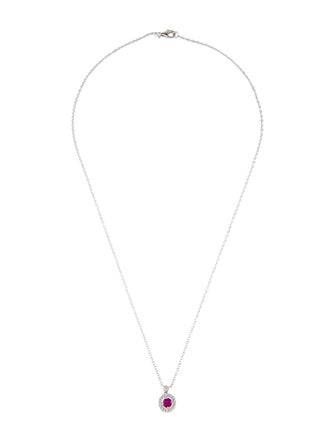 Necklace 14K Ruby & Diamond Pendant Necklace