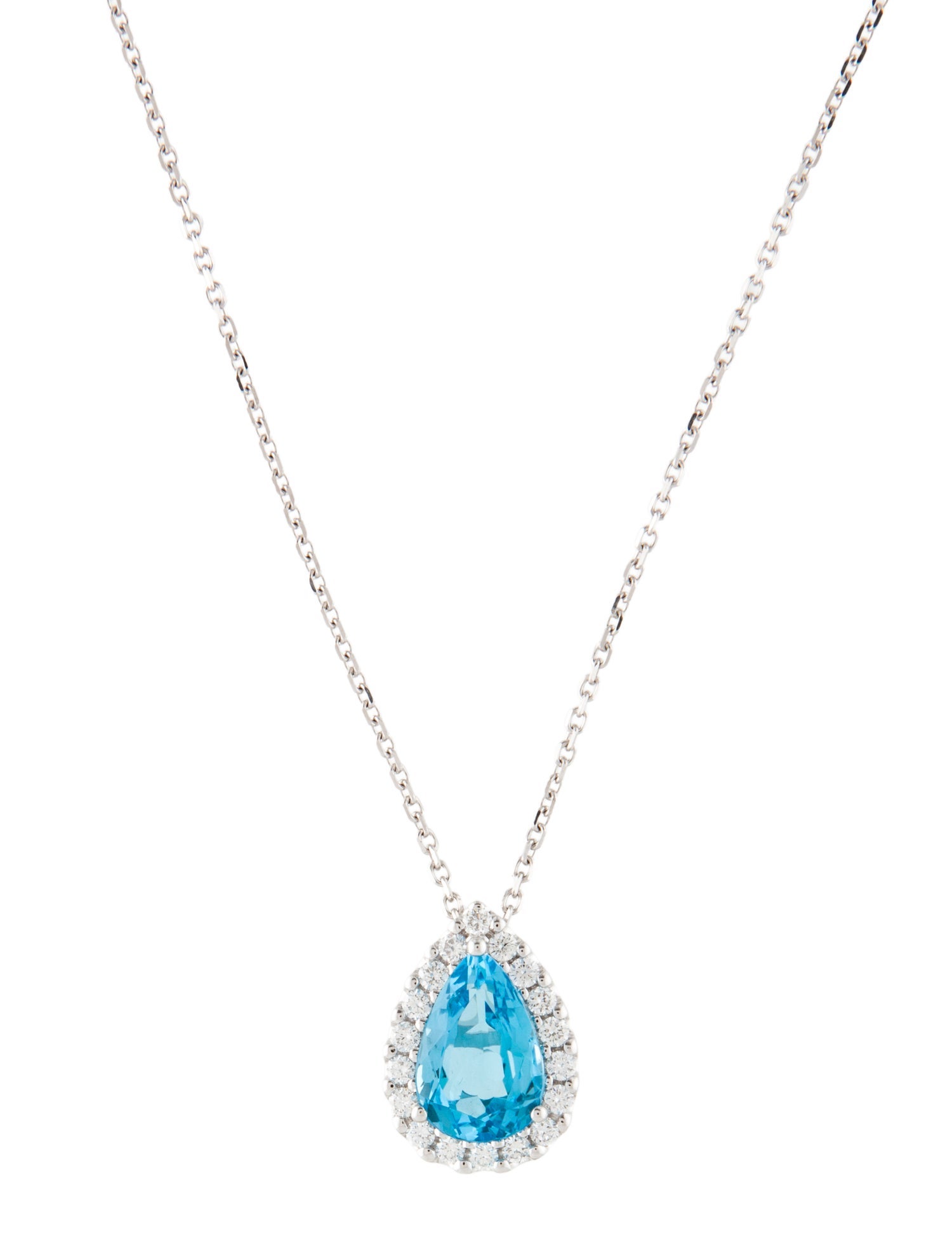 Necklace 14K 3.67Ct Topaz & Diamond Pendant Necklace