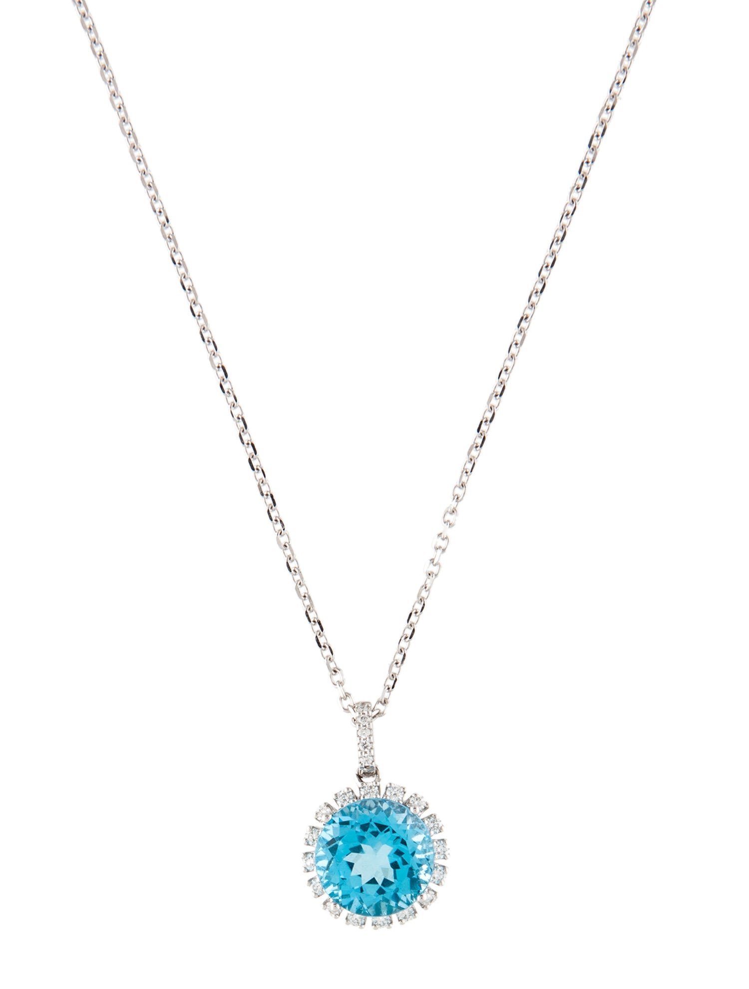 Necklace 14K 4.24Ct Topaz & Diamond Pendant Necklace