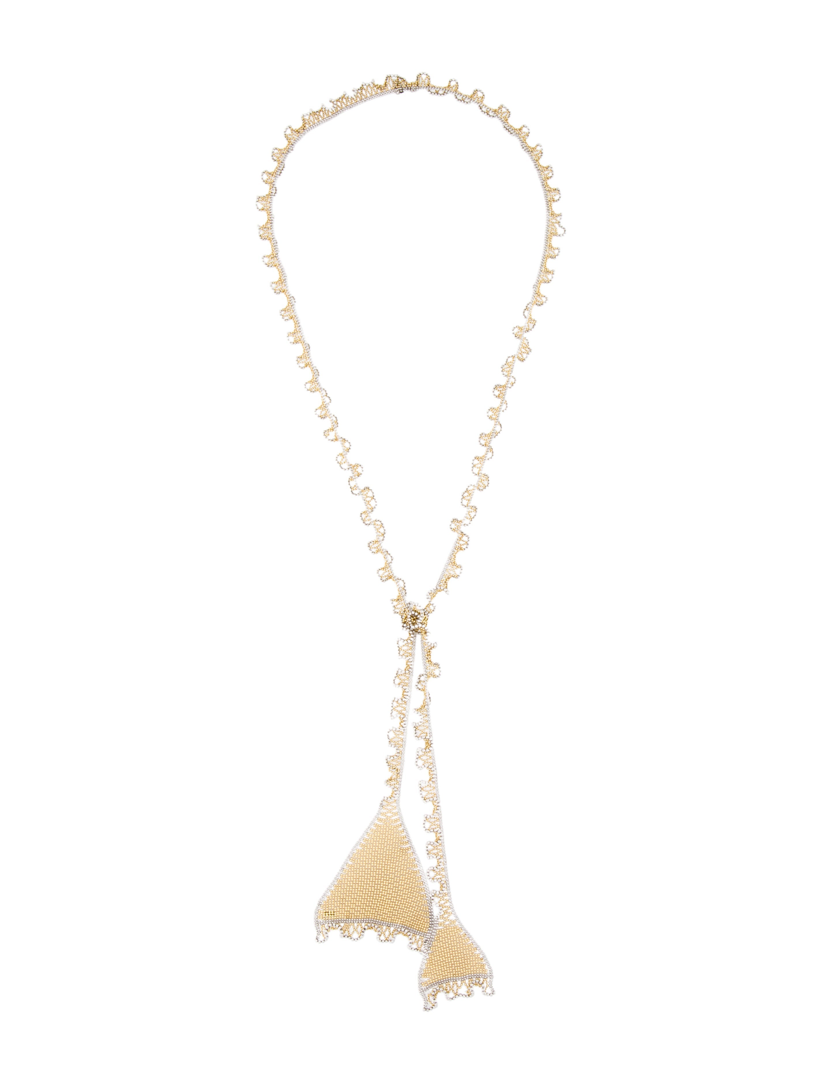 Necklace Two-Tone Mesh Lariat