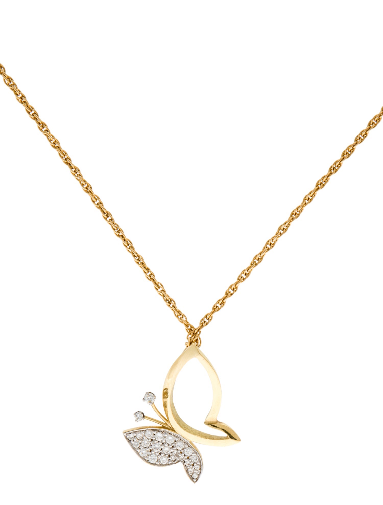 Necklace 18K Diamond Butterfly Pendant Necklace