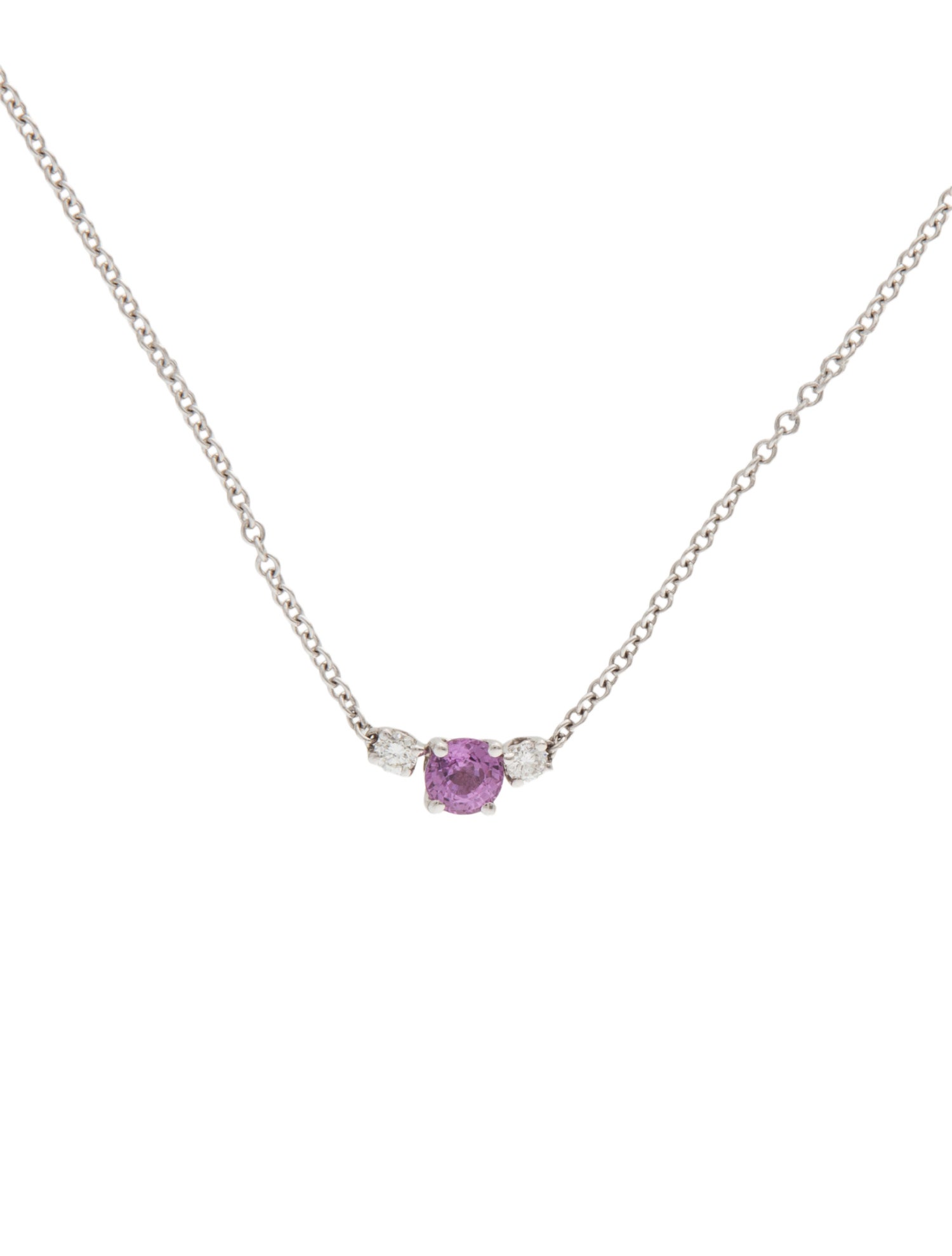 Necklace 18K Diamond & Sapphire Pendant Necklace