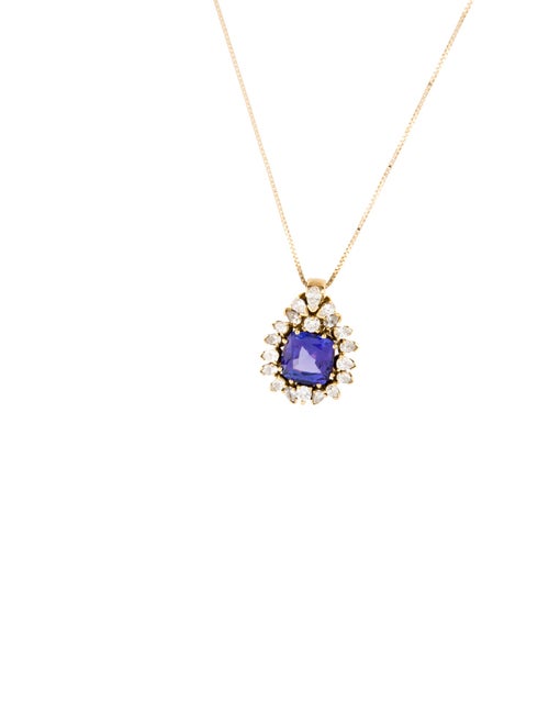 Necklace 18K 4.56ct Tanzanite & Diamond Pendant Necklace