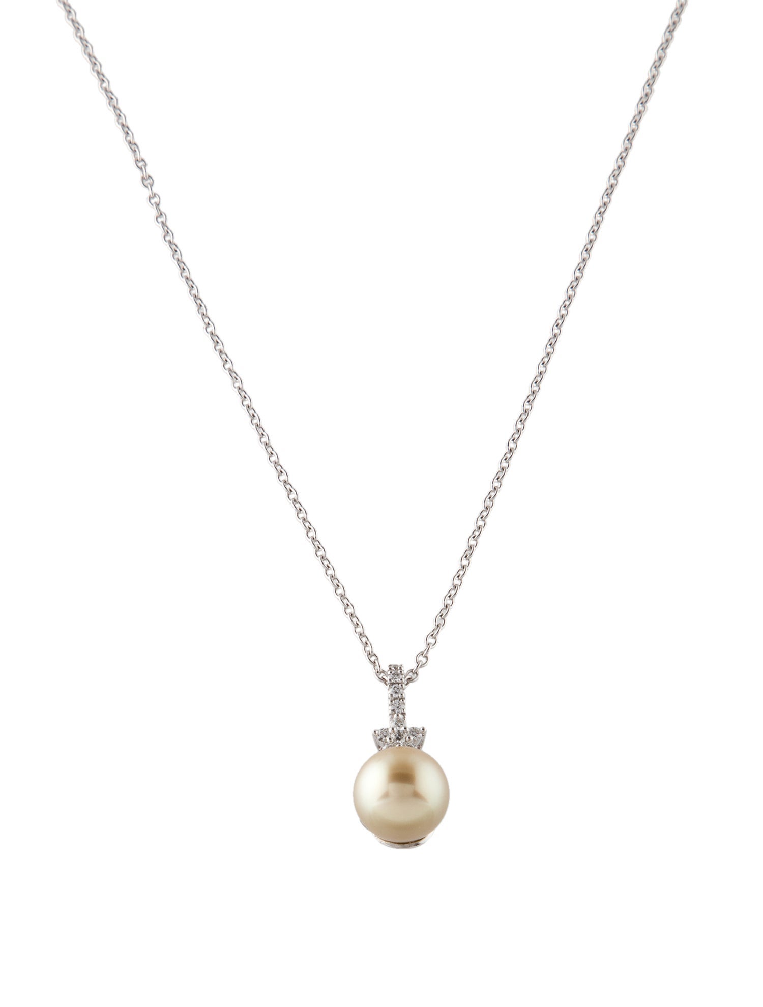 Necklace 14K Pearl & Diamond Pendant Necklace