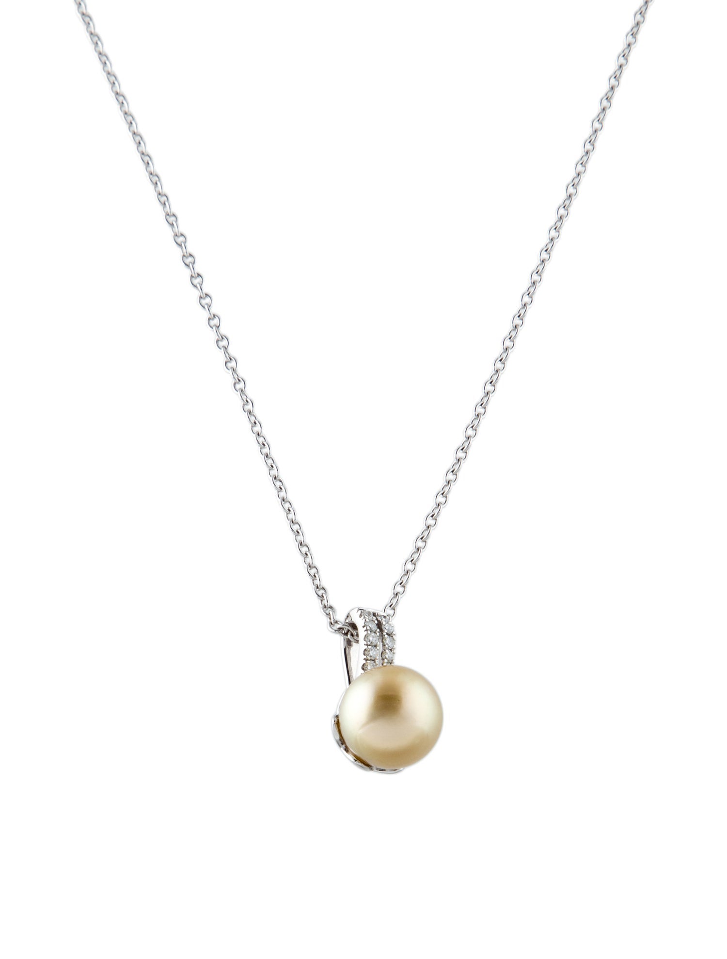 Necklace 14K Pearl & Diamond Pendant Necklace
