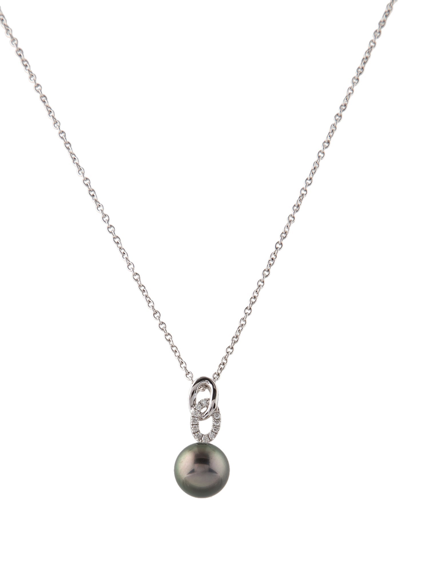 Necklace 14K Pearl & Diamond Pendant Necklace
