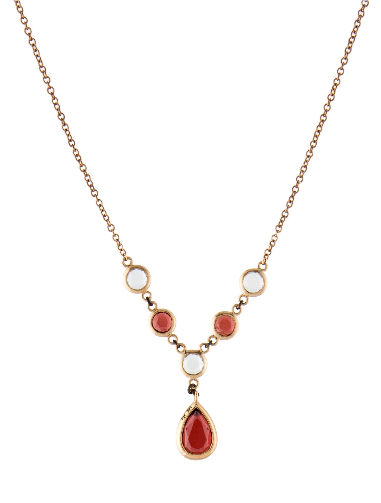 Necklace 14K Garnet & Topaz Pendant Necklace