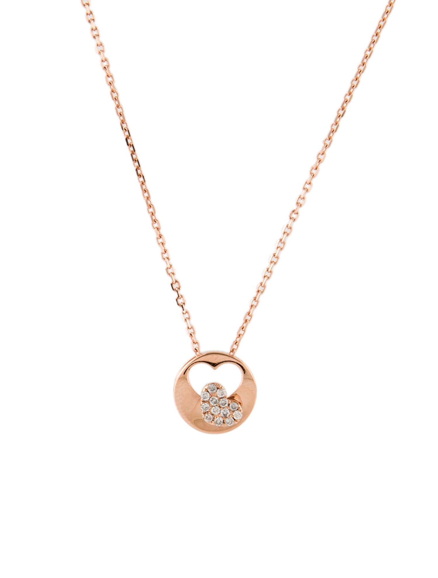 Necklace 14K Diamond Circle Heart Pendant