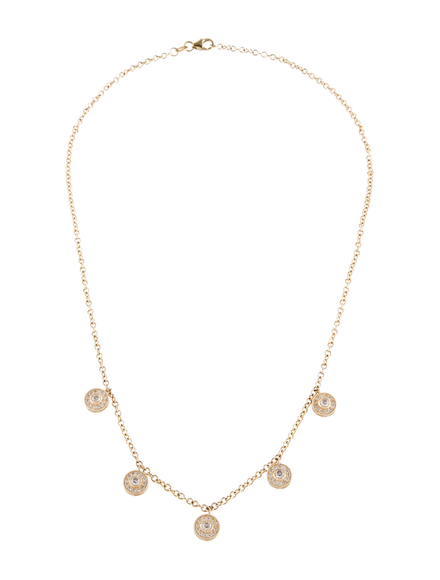Necklace 14K Diamond Disc Station Necklace