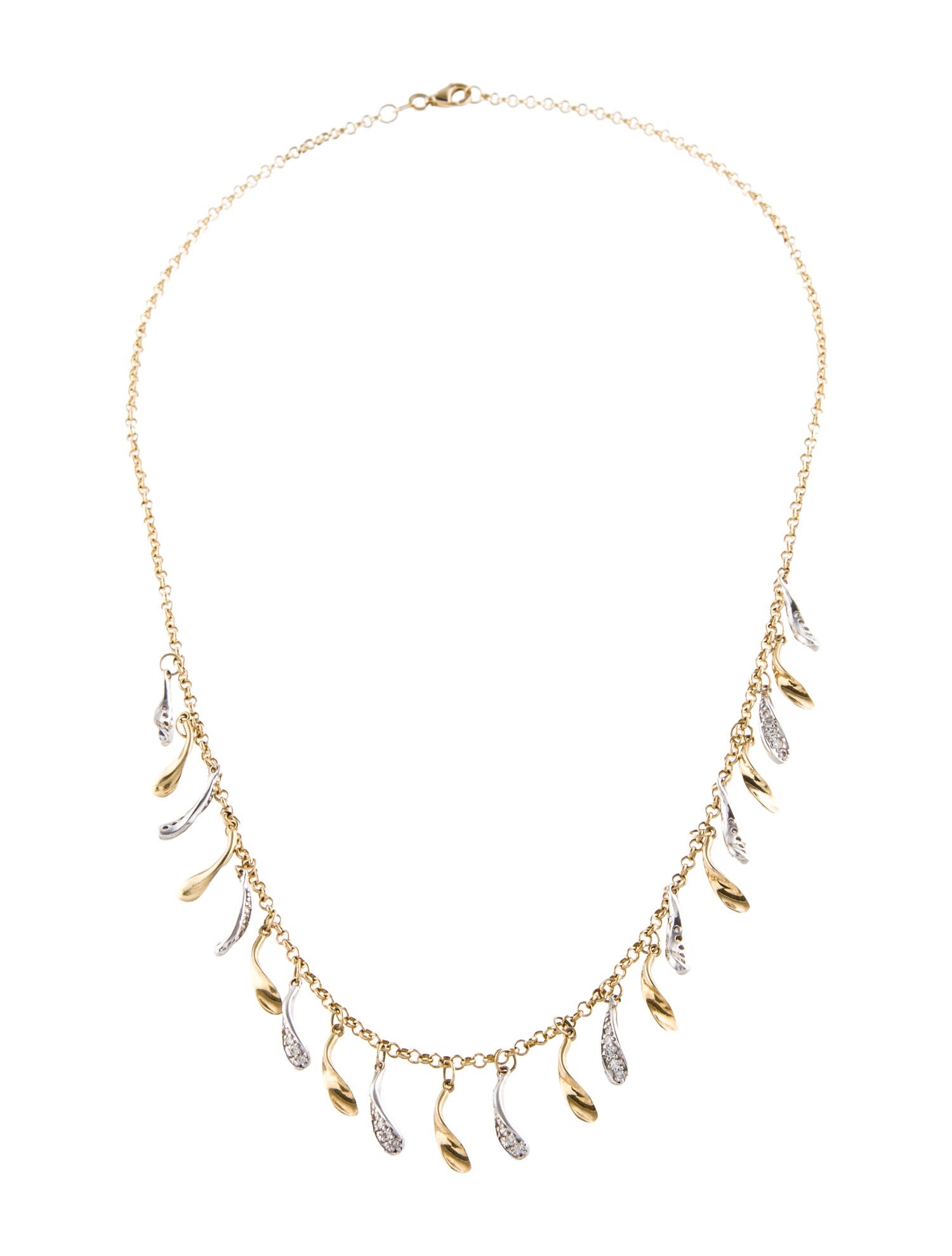 Necklace 14K Diamond Feather Station Necklace