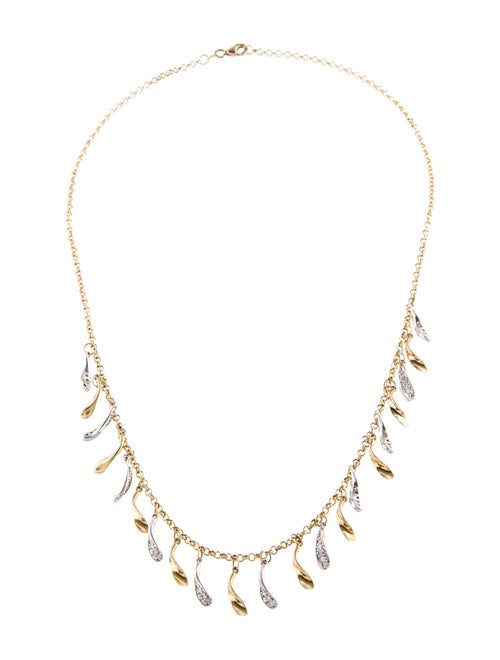 Necklace 14K Diamond Feather Station Necklace