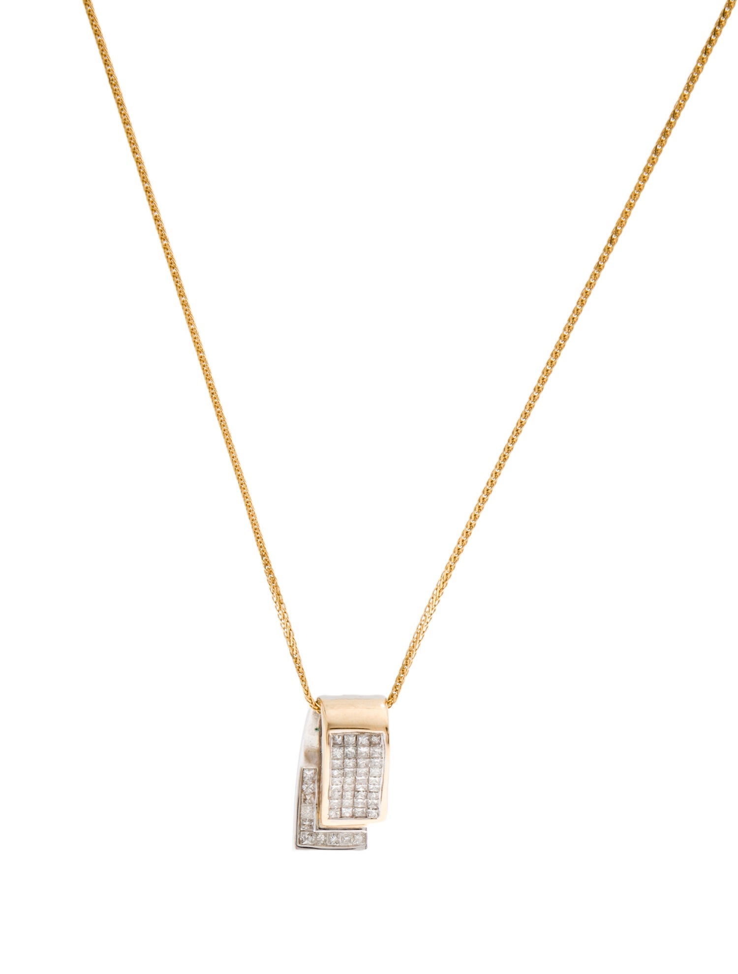 Necklace Two-Tone Diamond Pendant Necklace