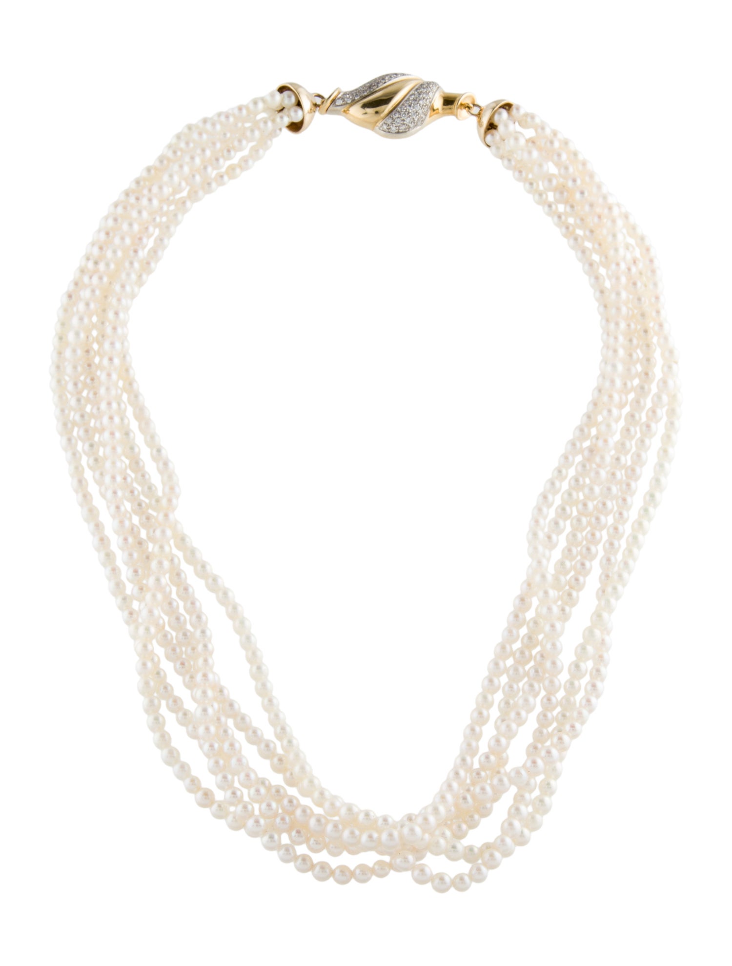 Necklace 14K Pearl & Diamond Multistrand