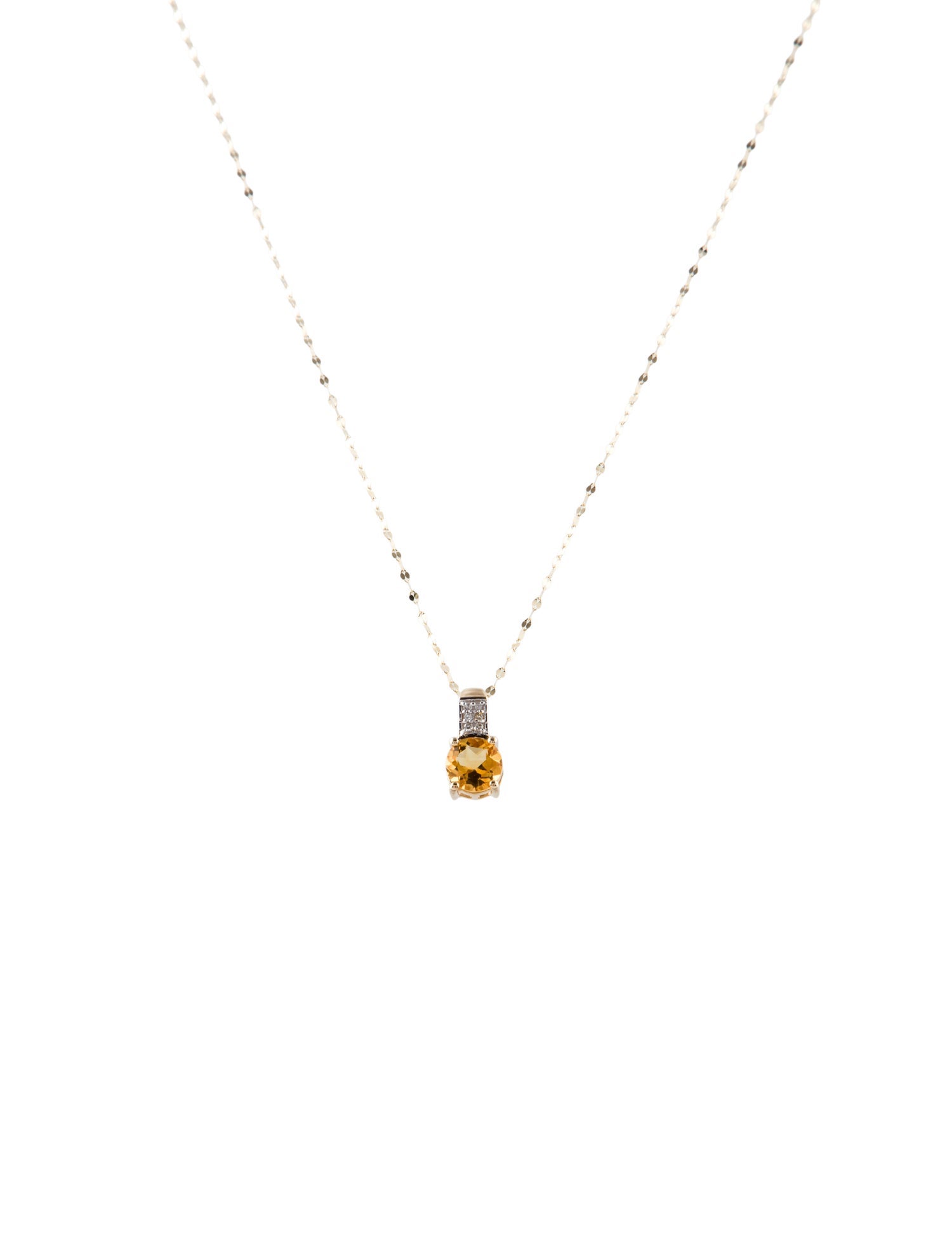 Necklace 14K Citrine & Diamond Pendant Necklace
