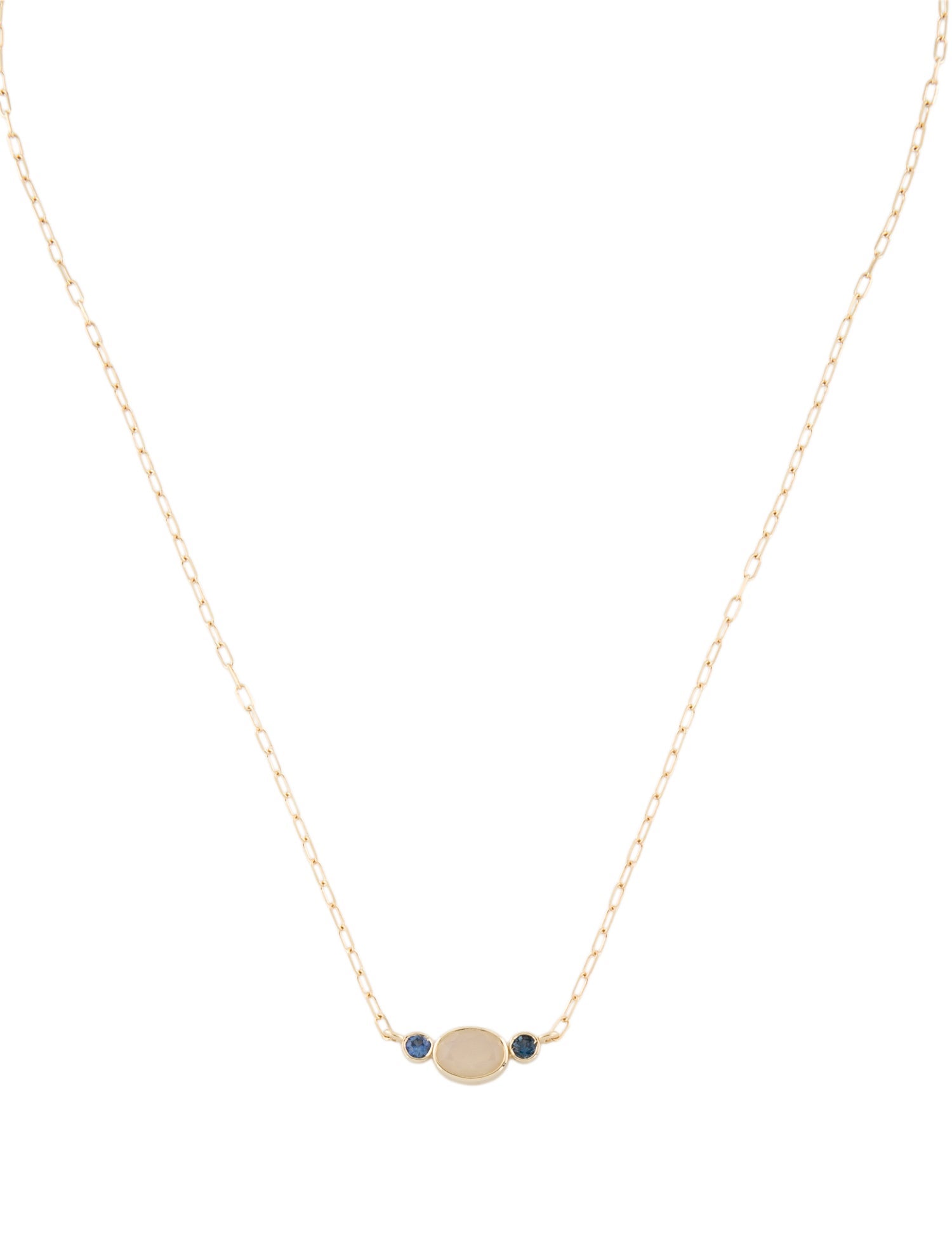 Necklace 14K Opal & Sapphire Pendant Necklace