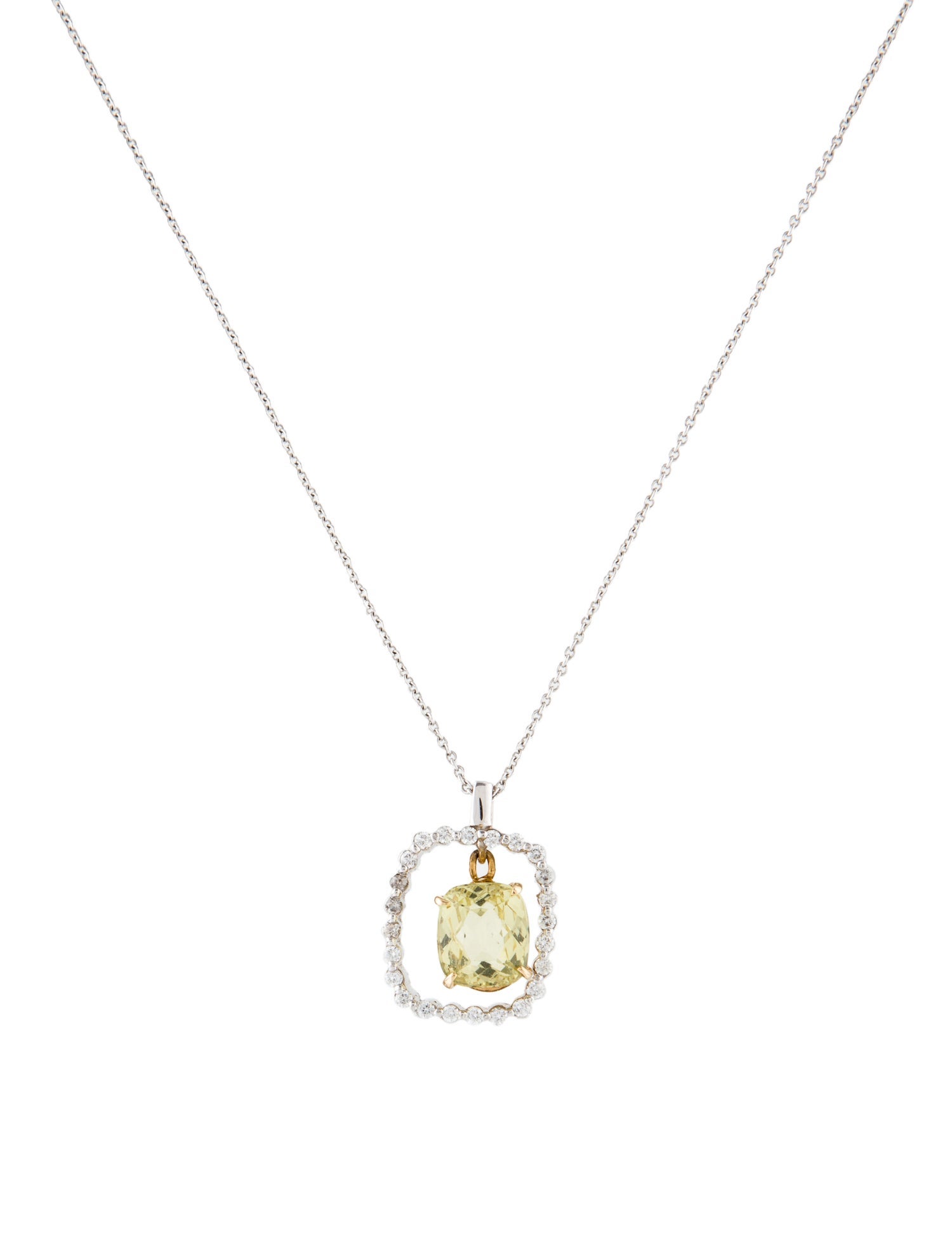 Necklace 14K 2.96ct Beryl & Diamond Pendant
