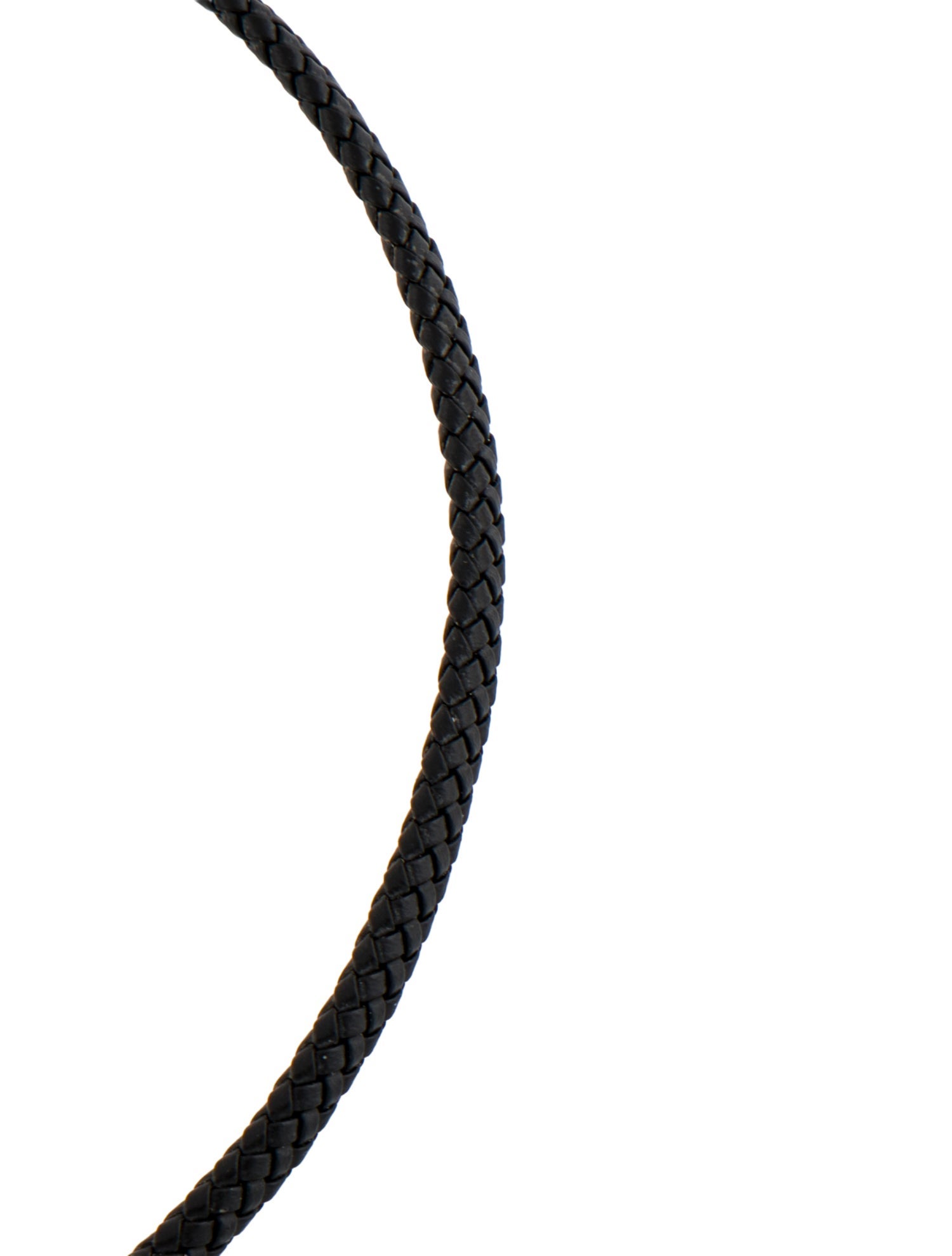 Necklace 18K Diamond Heart Charm Leather Braided Link