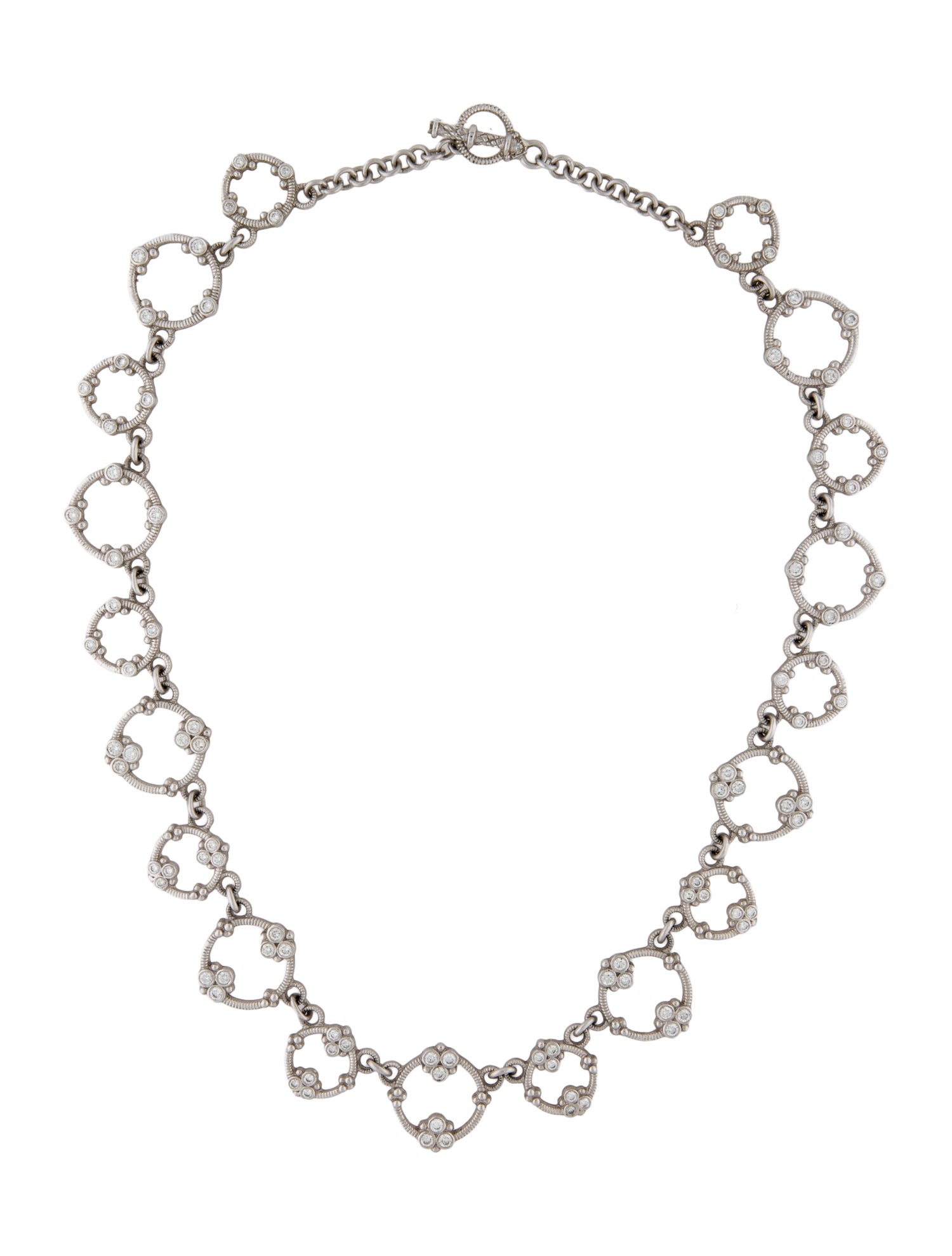 Necklace 18K 3.09ctw Diamond Textured Circles Link