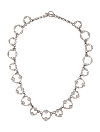 Necklace 18K 3.09ctw Diamond Textured Circles Link