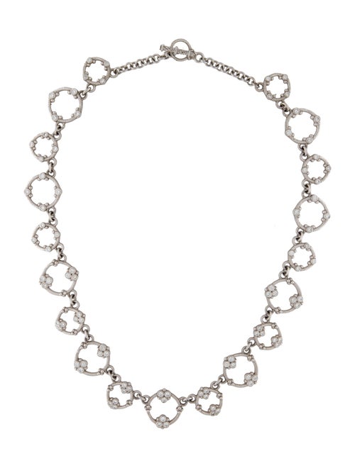 Necklace 18K 3.09ctw Diamond Textured Circles Link