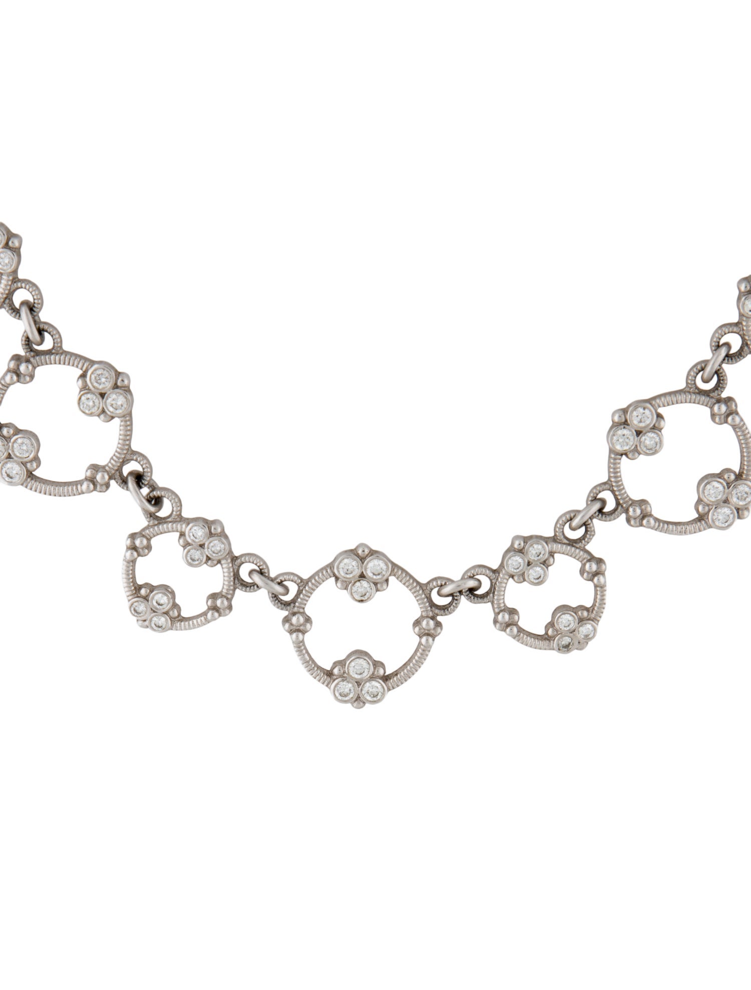 Necklace 18K 3.09ctw Diamond Textured Circles Link