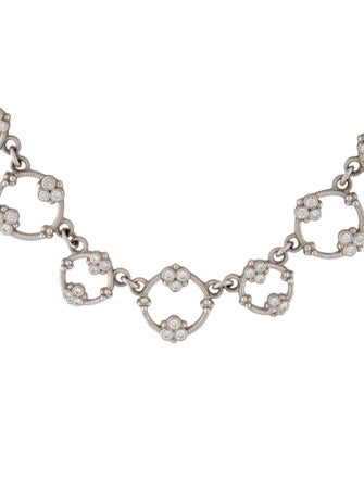 Necklace 18K 3.09ctw Diamond Textured Circles Link