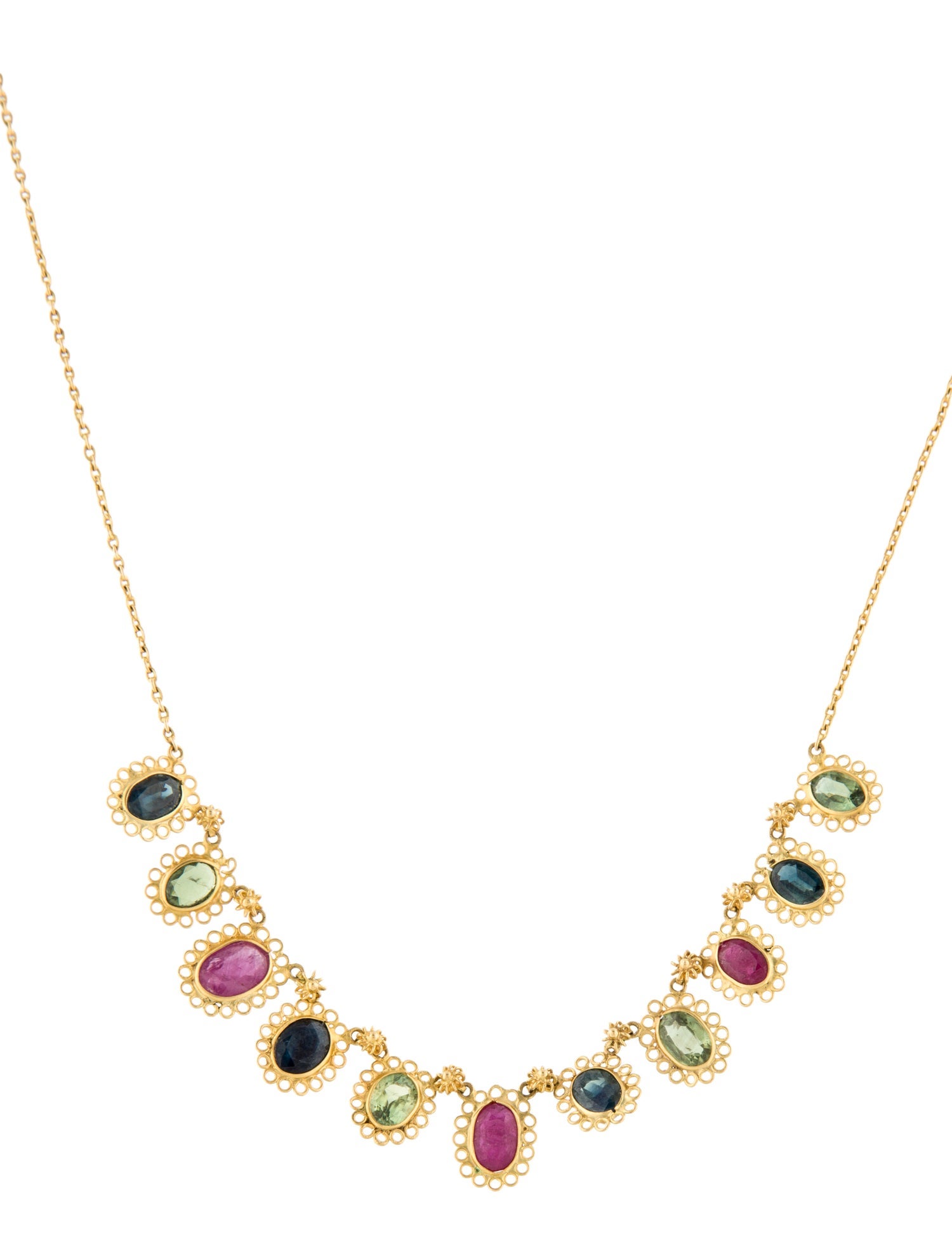 Necklace Ruby & 5.31ctw Sapphire Chain Necklace