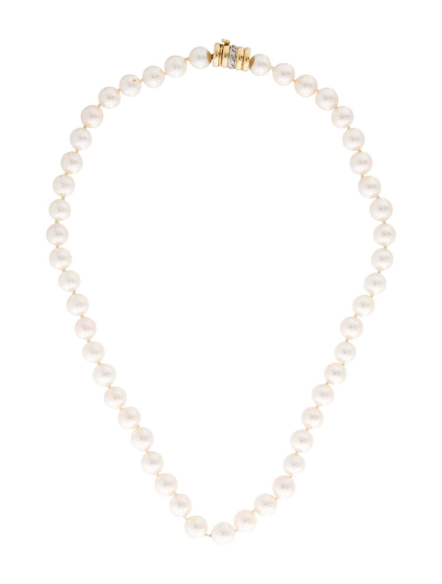 Necklace 18K Pearl & Diamond Bead Strand Necklace