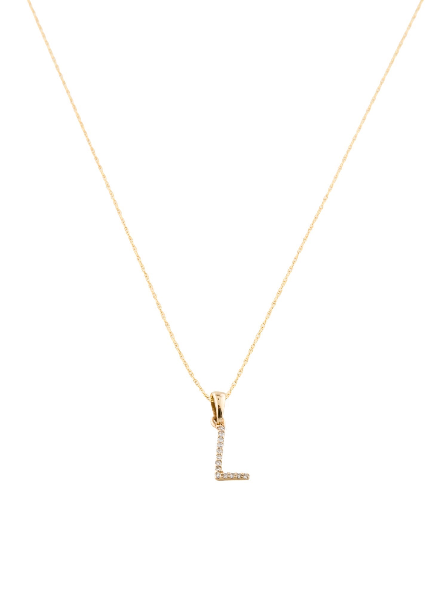 Necklace 14K Diamond 'L' Pendant