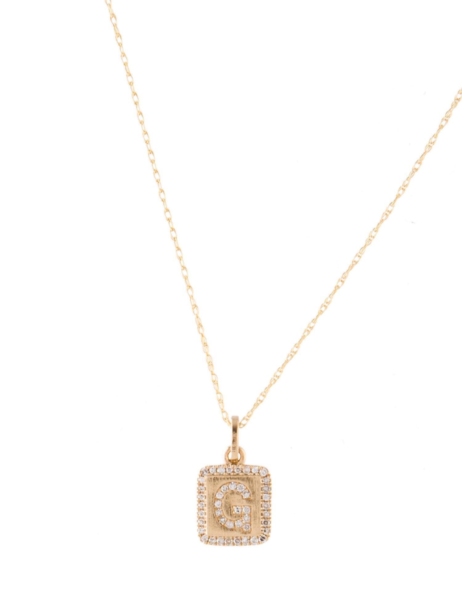 Necklace 14K Diamond 'G' Inital Pendant Necklace