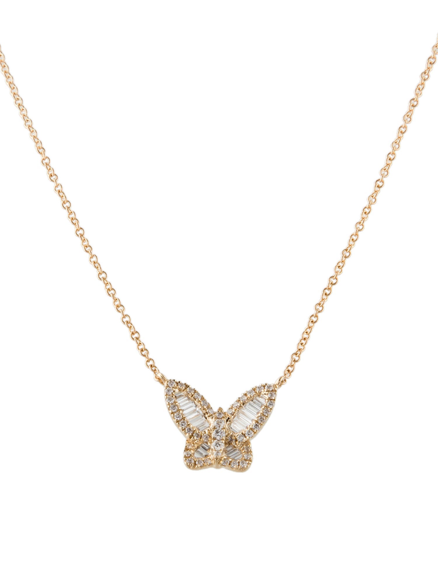 Necklace 14K Diamond Butterfly Station Pendant