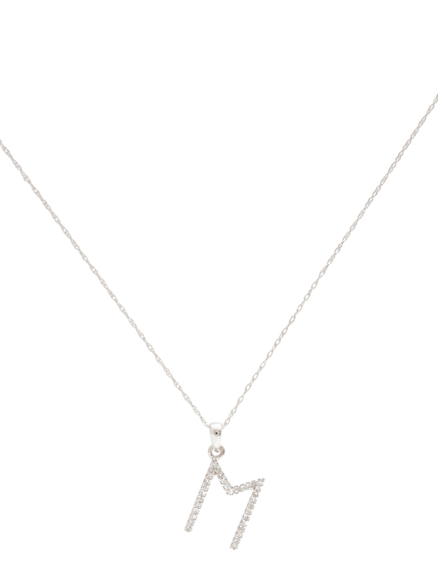 Necklace 14K Diamond 'M' Pendant