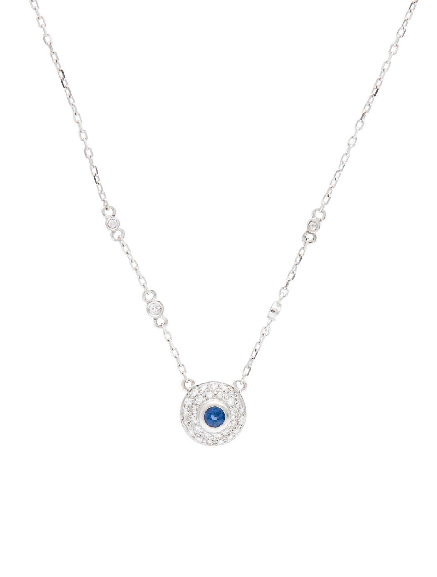 Necklace 18K Sapphire & Diamond Pendant Necklace