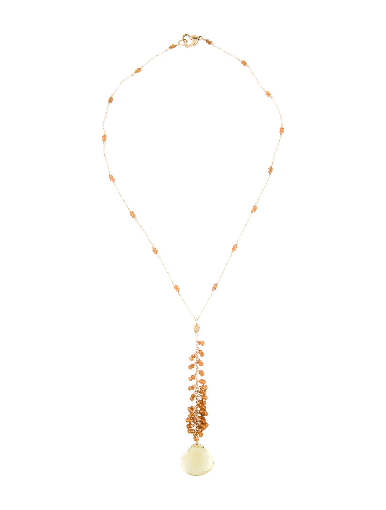 Necklace 14K Quartz, Garnet & Diamond Lavalier