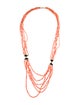 Necklace 14K Coral Multi-Strand Beaded Chain Necklace