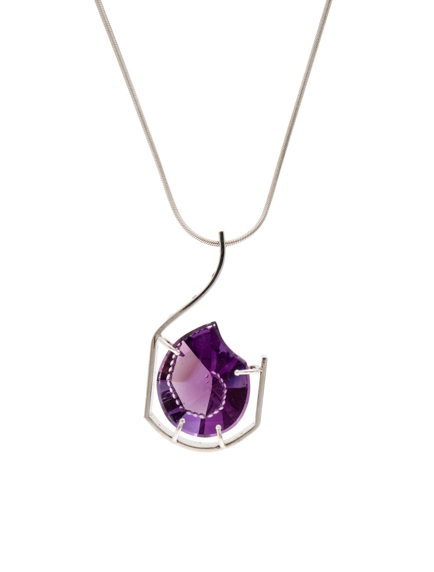 Necklace 14K Amethyst & Lab-Grown Diamond Pendant Necklace