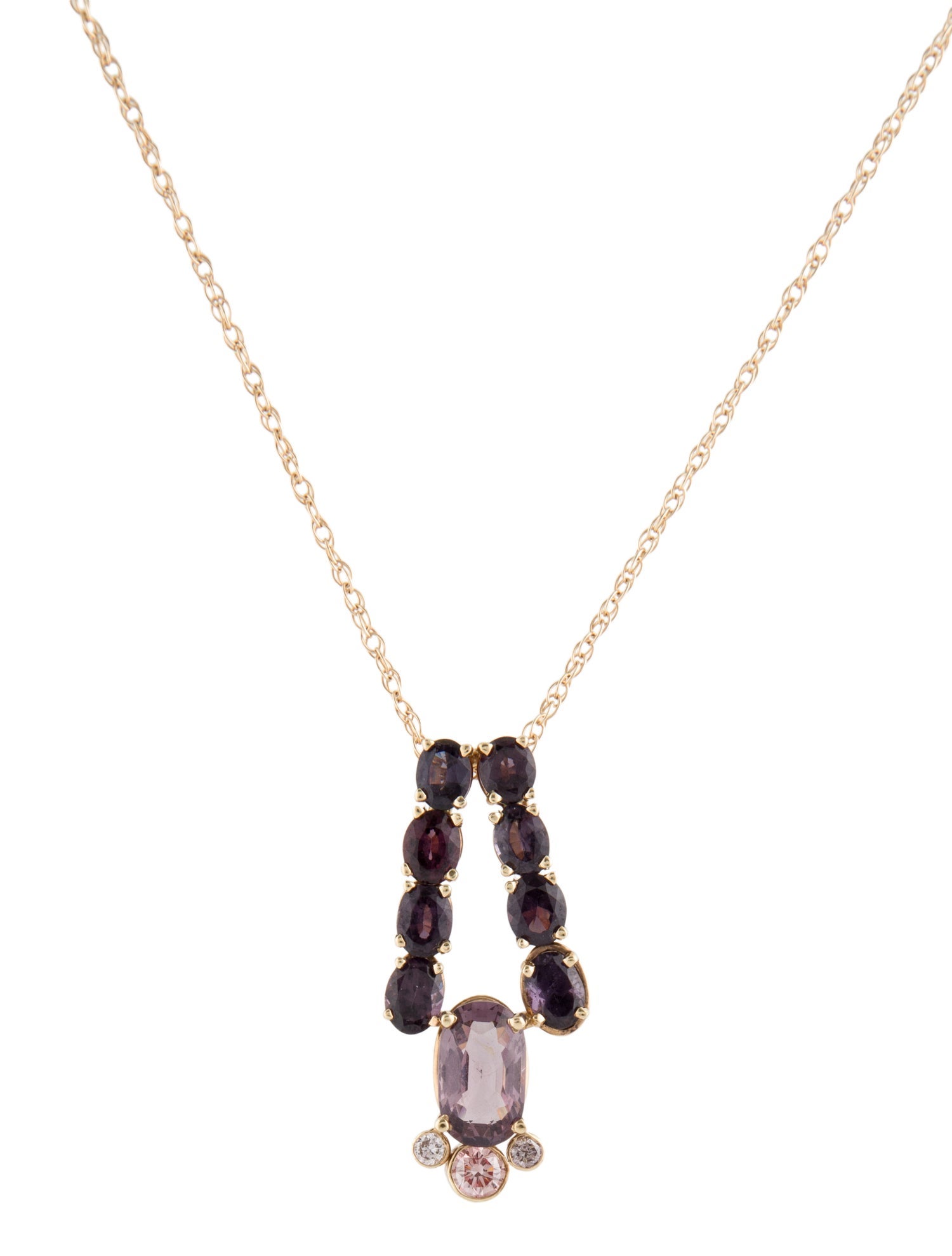 Necklace 14K 5.13ctw Spinel & Diamond Pendant Necklace