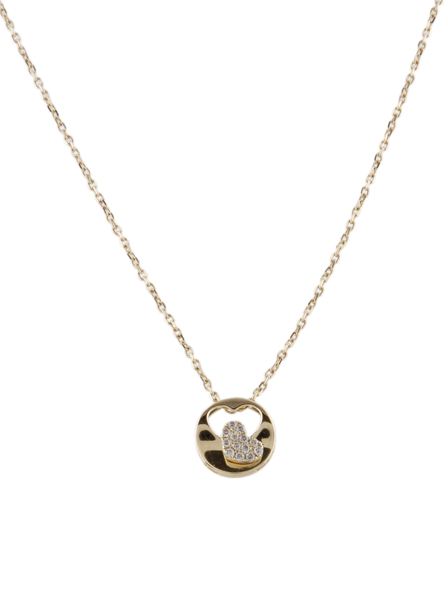 Necklace 14K Diamond Heart Cut-Out Pendant Necklace