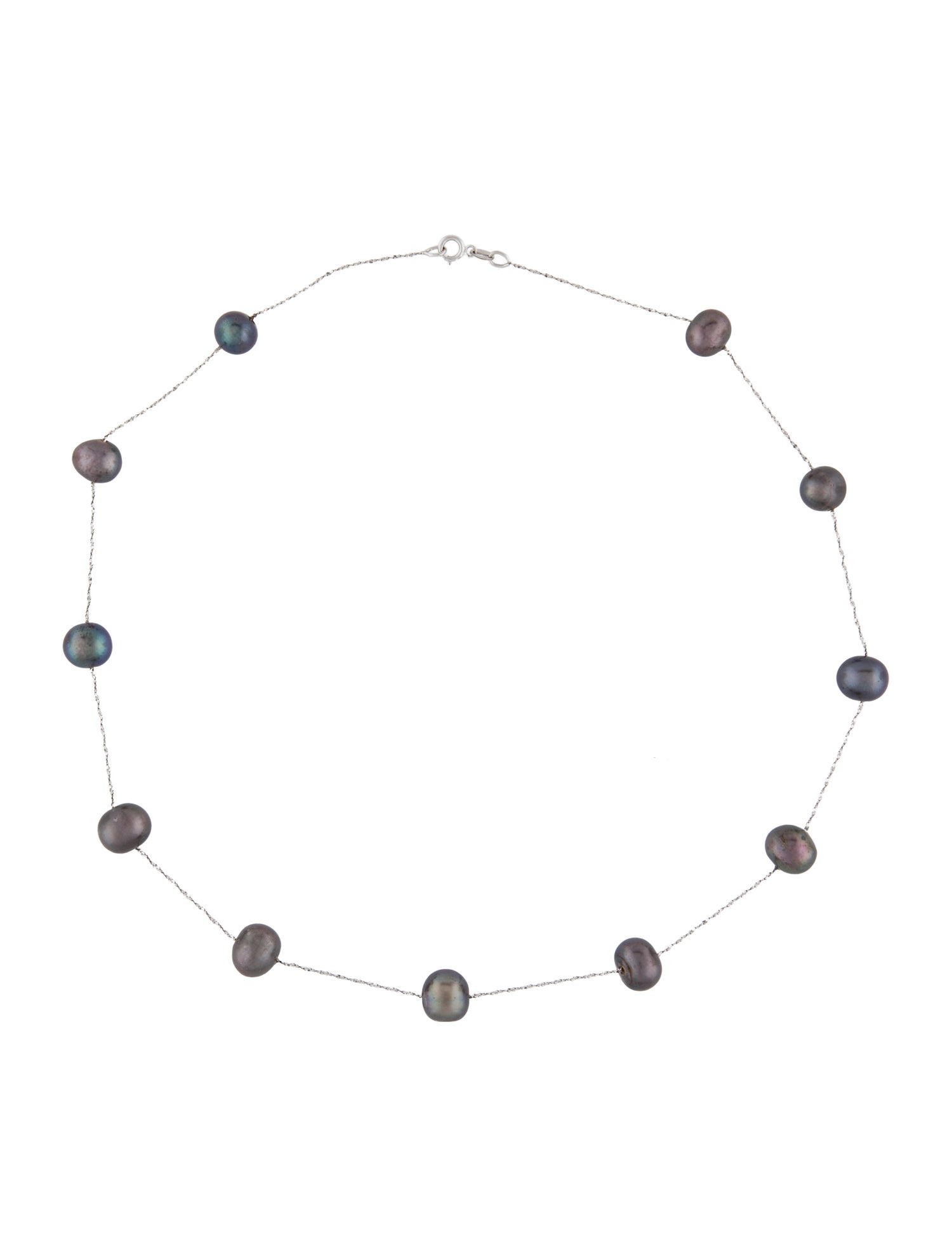 Necklace 14K Dyed Pearl Station