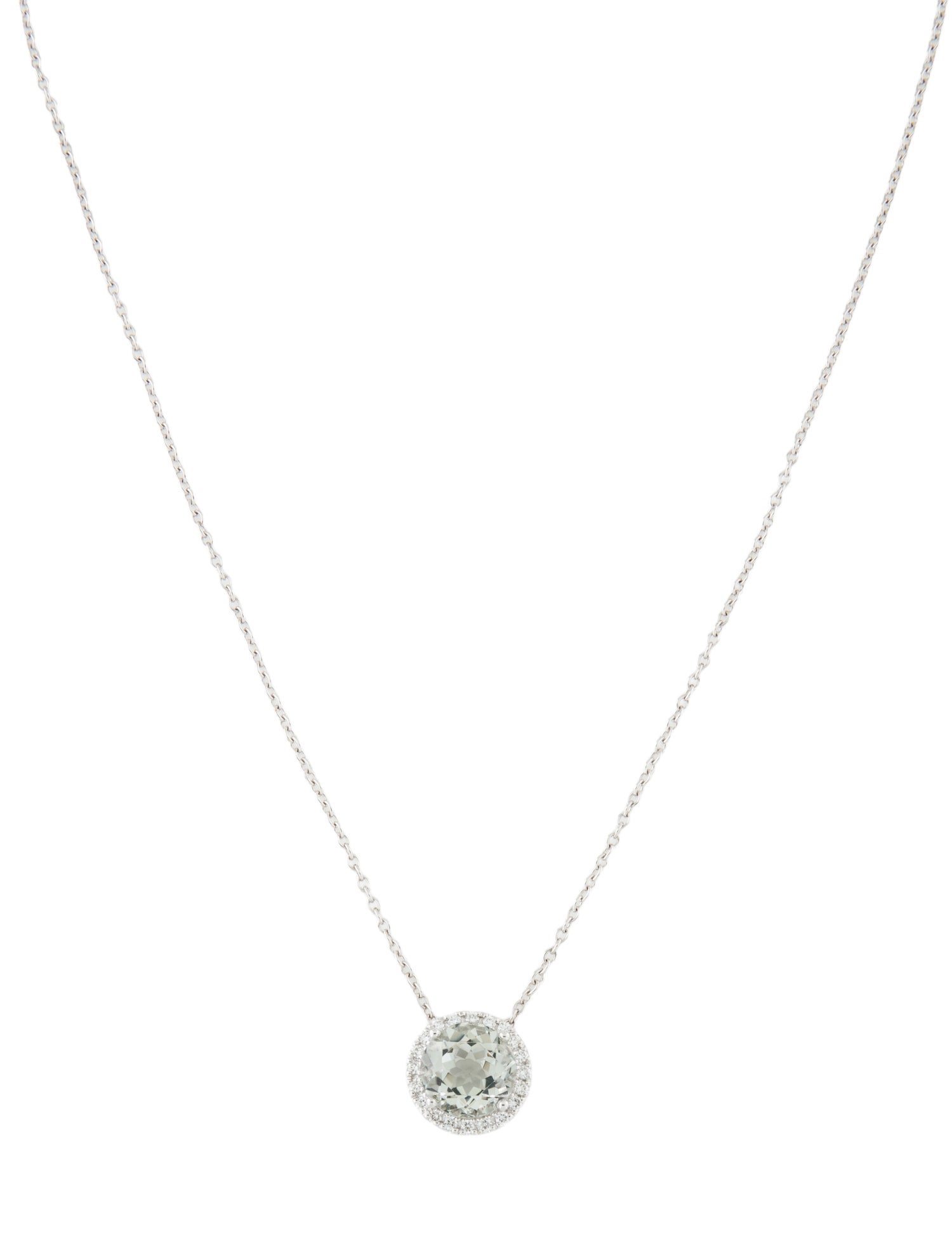 Necklace 14K 3.40ct Prasiolite & Diamond Pendant Necklace