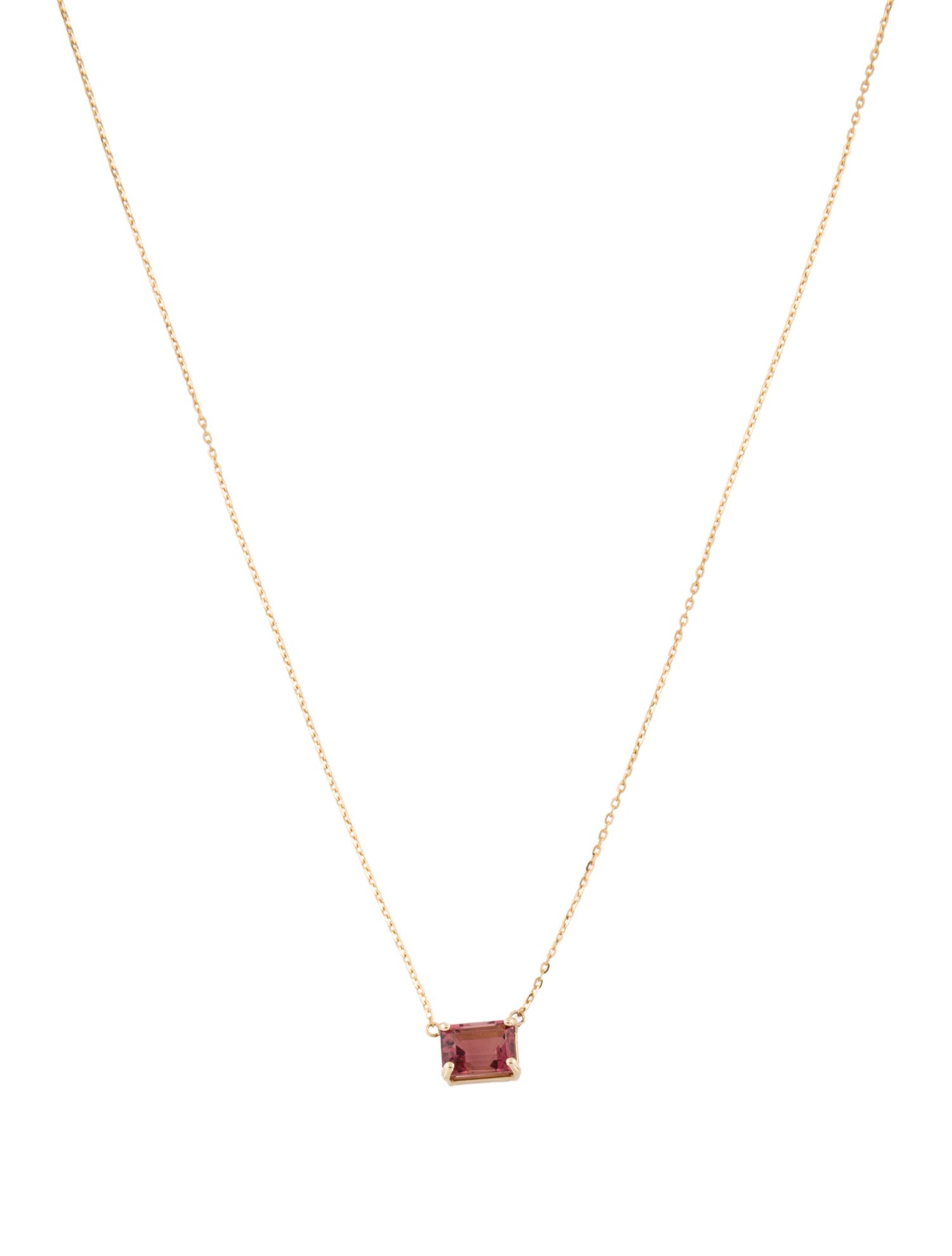 Necklace 14K 1.64ct Tourmaline Solitaire Pendant Necklace