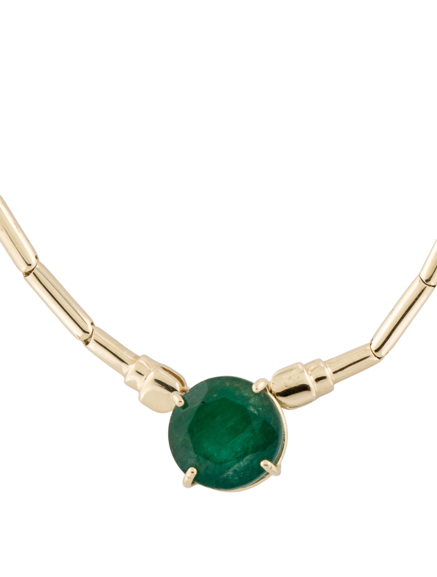 Necklace 14K 11.83ct Emerald Solitaire Collar Necklace