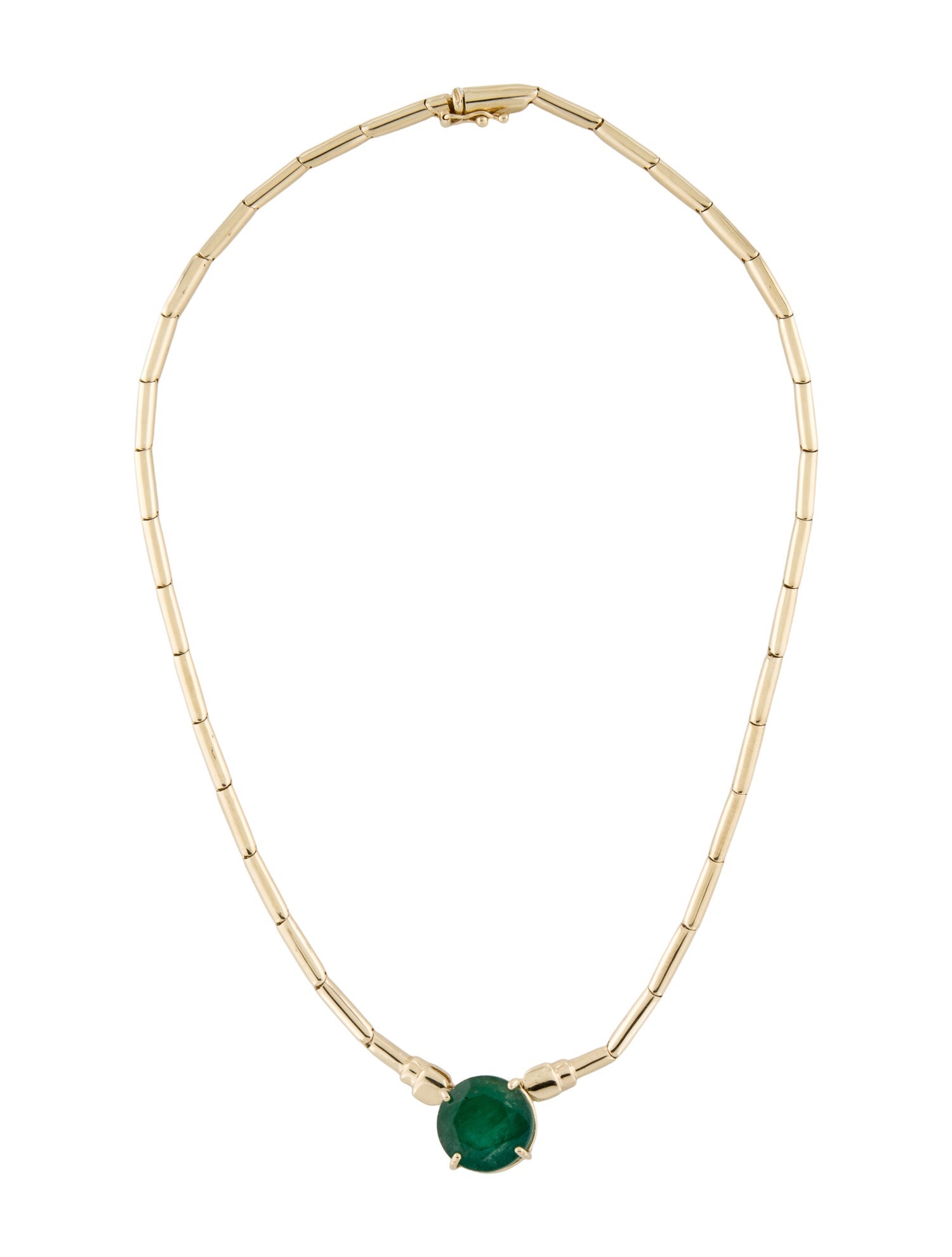 Necklace 14K 11.83ct Emerald Solitaire Collar Necklace