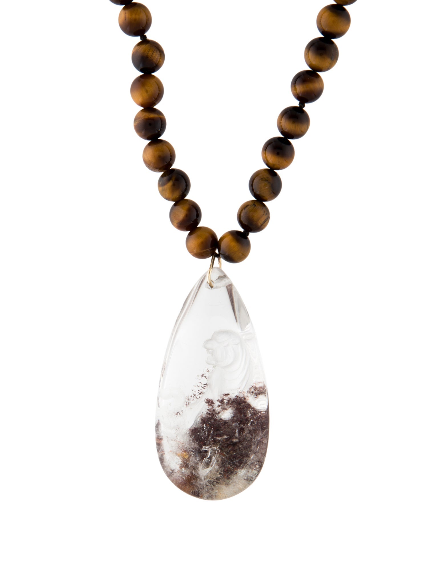 Necklace 14K Quartz & Tiger's Eye Quartz Pendant Necklace