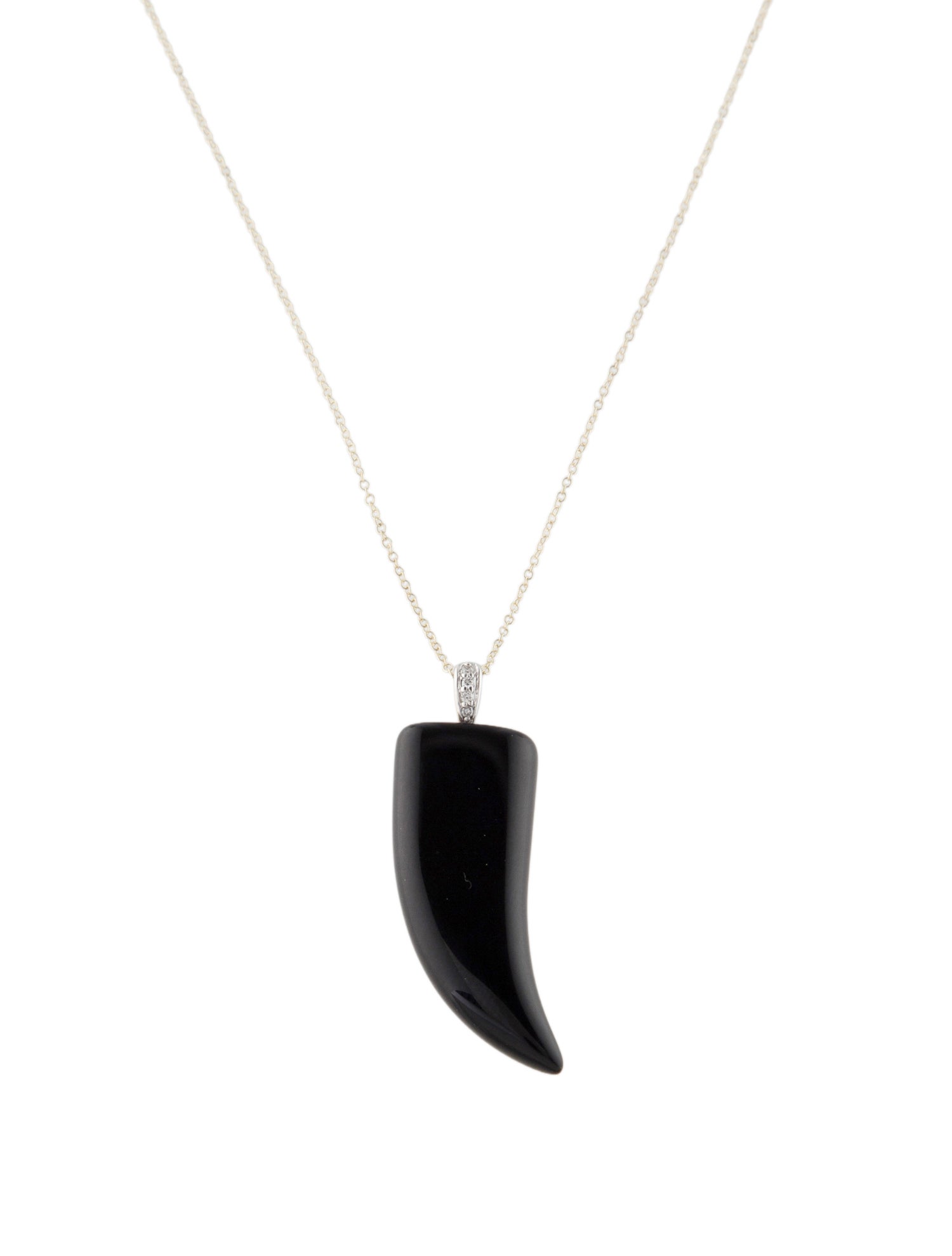 Necklace 14K Onyx & Diamond Pendant Necklace