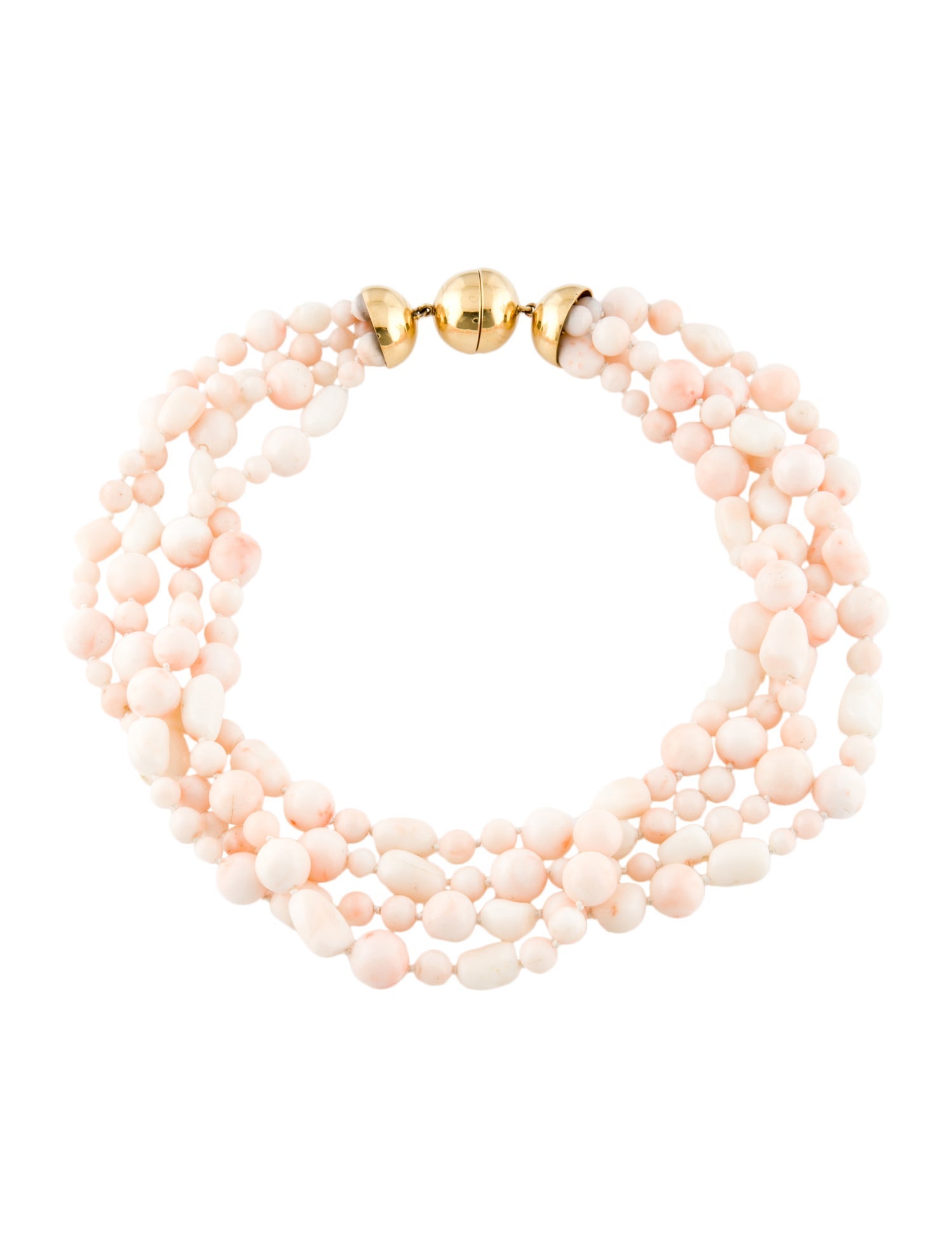 Necklace 14K Coral Bead Multistrand Necklace